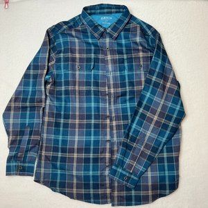 Men's Orvis Shirt Sz L Plaid Polyester Classic Collection